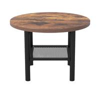 CostwayTable D'appoint Ronde Table de Chevet à 2 Étagères Structure Métallique Petite Table Basse Charge 100 KG pour Salon Jardin 60x60x42CM Café