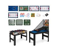 CostwayTable de Baby-Foot 14 en 1 avec Billard Hockey et Tennis Table Multijeux avec Marqueur Manuel et Pieds Réglables 104x57x140 cm Bleu