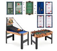CostwayTable de Baby-Foot 14 en 1 avec Billard Hockey et Tennis Table Multijeux avec Marqueur Manuel et Pieds Réglables 104x57x140 cm Naturel