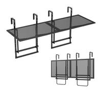 CostwayTable de Balcon Suspendue Lot de 2 Tables de Bar Rabattables&Connectables pour Rambarde Hauteur Réglable 5 Niveaux Crochets Ajustables Noir