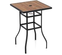 CostwayTable de Bar Carrée de Patio 70 cm Table de Jardin avec Cadre en Métal Robuste Trou de Parasol de 39 mm Table Bistrot d'Extérieur