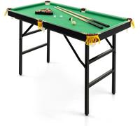 CostwayTable de Billard Pliable 122 Cm avec Ensemble D'accessoires Table de Jeu Billard Portable avec 2 Queues 2 Craies 16 Boules Vert