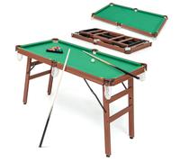 CostwayTable de Billard Pliable avec Accessoires(2 Queues 16 Boules Triangle 2 Craies Brosse) Jeu de Billard avec Pieds Réglables 138x67x79,5 CM