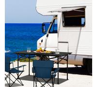 CostwayTable de Camping Pique-Nique Pliante en Aluminium 95x55x50 CM Table de Jardin Pliable 4 à 6 places avec Sac de Transport Noir