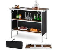 CostwayTable de camping pliante 110 x 38 x 88 cm en Aluminium Tissu Oxford 3 Étagères-Sac de Transport pour Pique-Nique Jardin Café