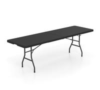 CostwayTable de Camping Pliante en HDPE 245 x 74 cm Table de Salle à Manger Pliable avec Verrouillage Sécurisé Poignée Portative Charge 160KG Noir