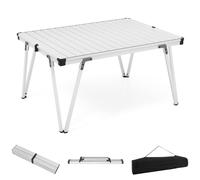 CostwayTable de Camping Pliante Grande Surface 93 x 69 cm Table de Pique-Nique avec Plateau Etanche et Enroulable Léger Charge 80KG Argent