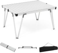 CostwayTable de Camping Pliante Grande Surface 93 x 69 cm Table de Pique-Nique avec Plateau Etanche et Enroulable Léger Charge 80KG Argent