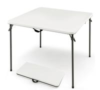 CostwayTable de Camping Pliante Table de Pique-Nique Portable avec Plateau en HDPE Résistant aux Intempéries et Cadre en Métal Antirouille Blanc