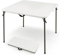 CostwayTable de Camping Pliante Table de Pique-Nique Portable avec Plateau en HDPE Résistant aux Intempéries et Cadre en Métal Antirouille Blanc