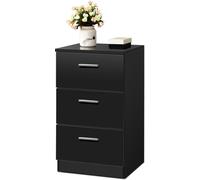 CostwayTable de Chevet à 3 Tiroirs de Rangement Caisson de Rangement Support d Imprimante en MDF, 35x38x67cm, Noir