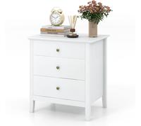 CostwayTable de Chevet à 3 Tiroirs Table de Chevet en Bois avec Rangement Table d'Appoint Moderne avec Finition Blanc