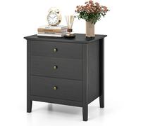 CostwayTable de Chevet à 3 Tiroirs Table de Chevet en Bois avec Rangement Table d'Appoint Moderne avec Finition Noir