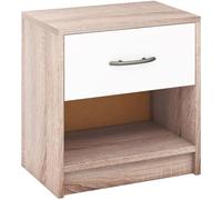 CostwayTable de Chevet avec Étagère de Rangement Ouverte Table Compacte Naturel & Blanc