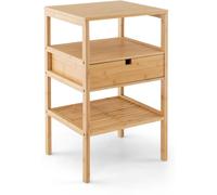 CostwayTable de Chevet en Bambou Table de Nuit avec Tiroir et 3 Étagères Chevet de Lit pour Chambre Adulte Table d'Appoint 40 x 40 x 68 cm