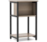 CostwayTable de Chevet Table à 3 Niveaux d Appoint avec Étagères de Rangement Table de Nuit Étroite Gris