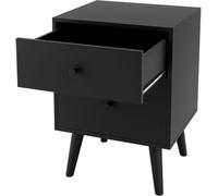 CostwayTable de Chevet Table de Nuit à 2 Tiroirs en Bois d Hévéa Massif de Style Moderne 45 x 40 x 62 CM Noir