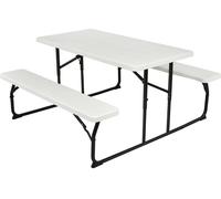 CostwayTable de Jardin avec 2 Bancs Pliable Table de Pique-Nique Camping pour 4 à 6 Personnes Blanc