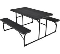 CostwayTable de Jardin avec 2 Bancs Pliable Table de Pique-Nique Camping pour 4 à 6 Personnes Noir