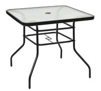 CostwayTable de Jardin Carrée en Métal avec Plateau en Verre 81 x 81 x 71 CM de Style Moderne pour Terrasse Balcon et Cour Noir