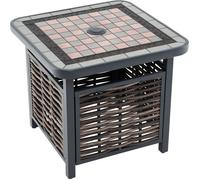 CostwayTable de Jardin Carrée Plateau en Résine 55 CM Table Basse de Patio en Rotin PE avec Trou pour Parasol Cadre en Métal