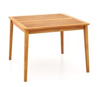 CostwayTable de Jardin en Bois d'Acacia pour 4 Personnes Table de Salle à Manger d'Extérieur Carrée de 100x100cm avec Trou pour Parasol 5cm Naturel