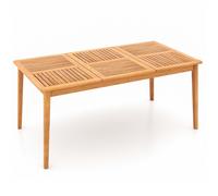 CostwayTable de Jardin en Bois d'Acacia pour 6 Personnes Table de Salle à Manger de 170 x 90 cm avec Trou pour Parasol 5 cm Naturel