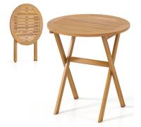 CostwayTable de Jardin Ronde Table d?Extérieur Pliante en Bois d?Acacia 70 cm Plateau Spacieux à Lattes Structure Robuste en X