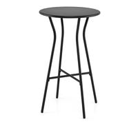 CostwayTable de Jardin Ronde Table de Bar Haute avec Cadre en Métal Robuste Meuble Bistrot pour Balcon Piscine Ø 55,5 x 93 cm Charge 50 kg Noir