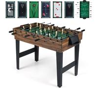 CostwayTable de Jeu 10-en-1 Table Multi-Jeux de 127cm avec Baby-Foot Air Hockey Billard Ping-Pong Shuffleboard Bowling Échecs Dames Backgammon Brun