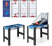 CostwayTable de Jeu 6 en 1 Table Multi-Jeux avec Basket-Ball Billard Ping-Pong Hockey Jeu de Palets Bowling pour Enfants et Adultes