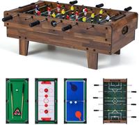 CostwayTable de Jeu Combo 4 en 1 Table de Baby-Foot Billard Ping-Pong Hockey Accessoires Complets Table de Jeux Multiples Naturel