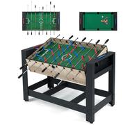 CostwayTable de Jeu Multi 2-en-1 Pivotante Table Combo Baby-foot & Billard 122 cm avec Pieds 2 Balles Queues Triangle Brosse Craies Noir