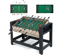 CostwayTable de Jeu Multi 2-en-1 Pivotante Table Combo Baby-foot & Billard 122 cm avec Pieds 2 Balles Queues Triangle Brosse Craies Noir