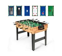 CostwayTable de Jeu Multi-Jeux Ensemble Combo 10-en-1 avec Baby-foot Hockey Tennis de Table Billard Shuffleboard Bowling Échecs Cartes Dames Coloré