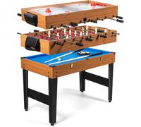 CostwayTable de Jeu Multifonctionnelle 3 en 1 Table de Jeu Combinée de 48 Pouces avec Baby-foot Billard Toboggan Hockey Poignée en Caoutchouc Brun