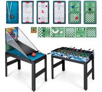 CostwayTable de Jeux 15 en 1 Combinée Kit Combiné de Basket et de Baby-foot Hockey Billard Ping-pong Bowling Jeu de Palets Échecs Dames