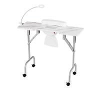 CostwayTable de Manucure Pliante avec Collecteur de Poussière Électrique Bureau d?Esthéticienne avec Lampe LED Coussin Noir