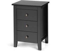 CostwayTable de Nuit Table de Chevet Moderne avec 3 Tiroirs Pour Chambre à Coucher 46x37x65cm Noir