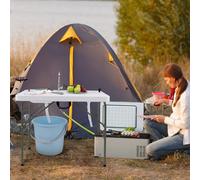 CostwayTable de Pêche avec 2 Éviers Robinet Rotatif 360° Table Pliante Portable pour Nettoyage de Poisson en Acier&HDPE Ultra-Léger Charge 150KG