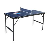 CostwayTable de Ping-Pong Pliable 152,5 x 76 cm Table de Tennis Portable avec Filet 2 Raquettes & Balles Pré-Assemblée Jeu Familial Bleu