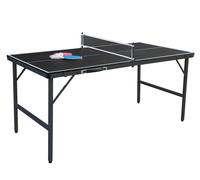 CostwayTable de Ping-Pong Pliable 152,5 x 76 cm Table de Tennis Portable avec Filet 2 Raquettes & Balles Pré-Assemblée Jeu Familial Noir