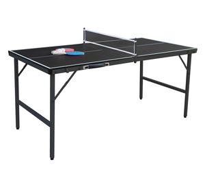 CostwayTable de Ping-Pong Pliable 152,5 x 76 cm Table de Tennis Portable avec Filet 2 Raquettes & Balles Pré-Assemblée Jeu Familial Noir
