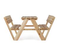 CostwayTable de Pique-Nique pour Enfants Ensemble de Table d'Activité en Bois avec 2 Bancs Intégrés Mobilier pour 3 Ans+ Naturel