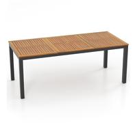 CostwayTable de Salle à Manger de 200 Cm Table d'Extérieur pour 8 Personnes avec Trou pour Parasol de 5cm Pieds en Métal et Repose-pied Réglables