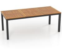 CostwayTable de Salle à Manger de 200 Cm Table d'Extérieur pour 8 Personnes avec Trou pour Parasol de 5cm Pieds en Métal et Repose-pied Réglables