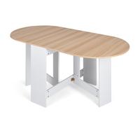 CostwayTable de Salle à Manger Pliable pour 4-7 Personnes Table de Cuisine Multifonctionnelle avec Plateau Ovale 63 x 80 x 75cm Blanc