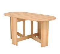 CostwayTable de Salle à Manger Pliable pour 4-7 Personnes Table de Cuisine Multifonctionnelle avec Plateau Ovale 63 x 80 x 75cm Naturel