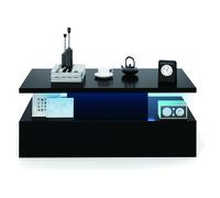 CostwayTable de Salon avec Lumières LED 20 Couleurs 8 Luminosités Table Basse Moderne en Bois avec Télécommande 110x60x40Cm Noir