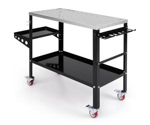 CostwayTable de Soudure Roulant 92x46cm Établi de Soudage avec 8 Trous pour Outils Trous de Fixation de 1,6 cm 2 Supports de Buses Charge 540KG Noir